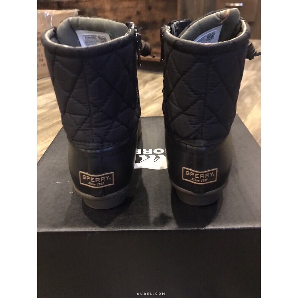 EUC Womens Sperry Black Quilted Duck/Rain Snow Boots Size 6 - Picture 7 of 11